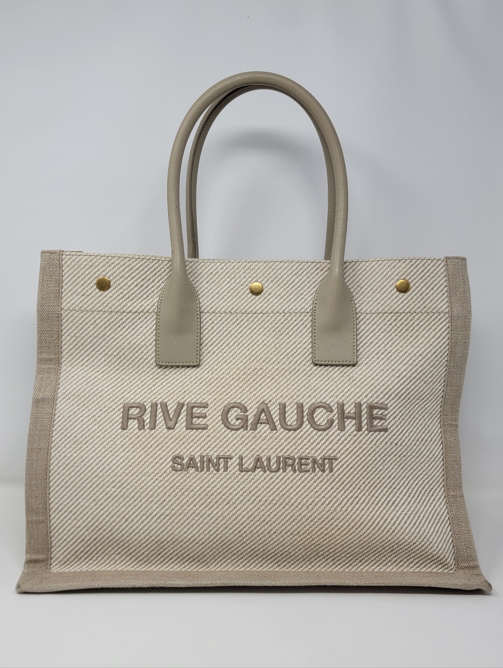 SAINT LAURENT Rive Gauche Canvas Tote Bag